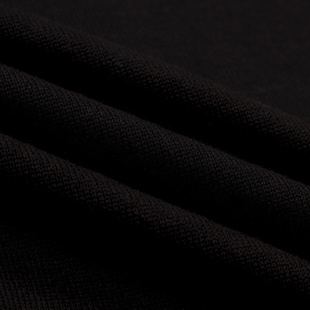 Men's Black Retro Minimalist Bird Embroidery Crewneck Knit T-Shirt
