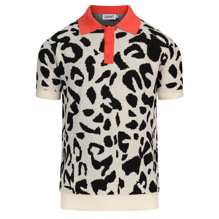 Heren Beige Italiaanse Retro Resort Stijl Polo Gebreid T-Shirt