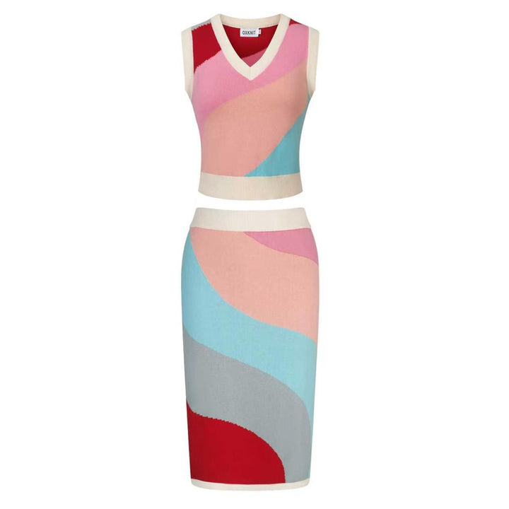 Ensemble de robe débardeur en maille style rétro pour femme