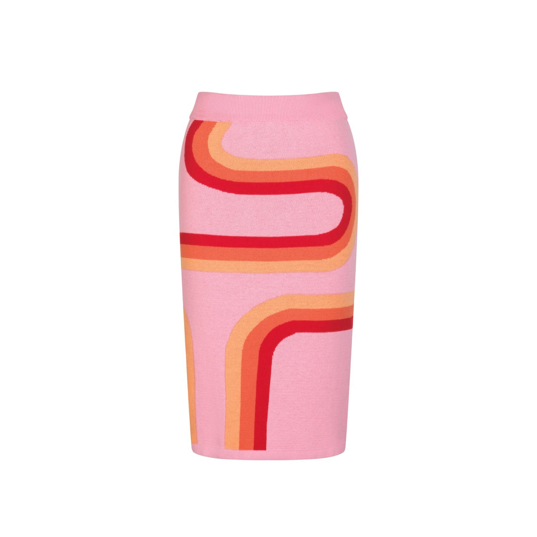 Conjunto de Vestido de Malha Rosa Estilo Espacial dos Anos 60 para Mulher