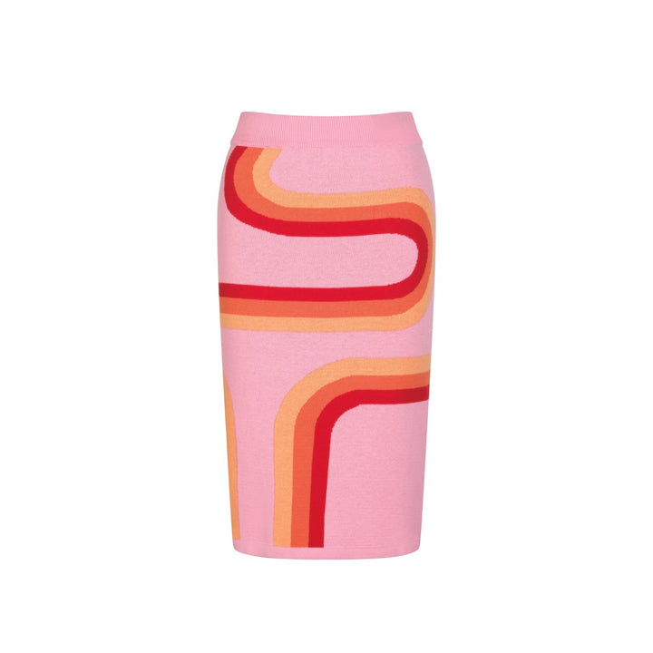 Conjunto de Vestido de Malha Rosa Estilo Espacial dos Anos 60 para Mulher