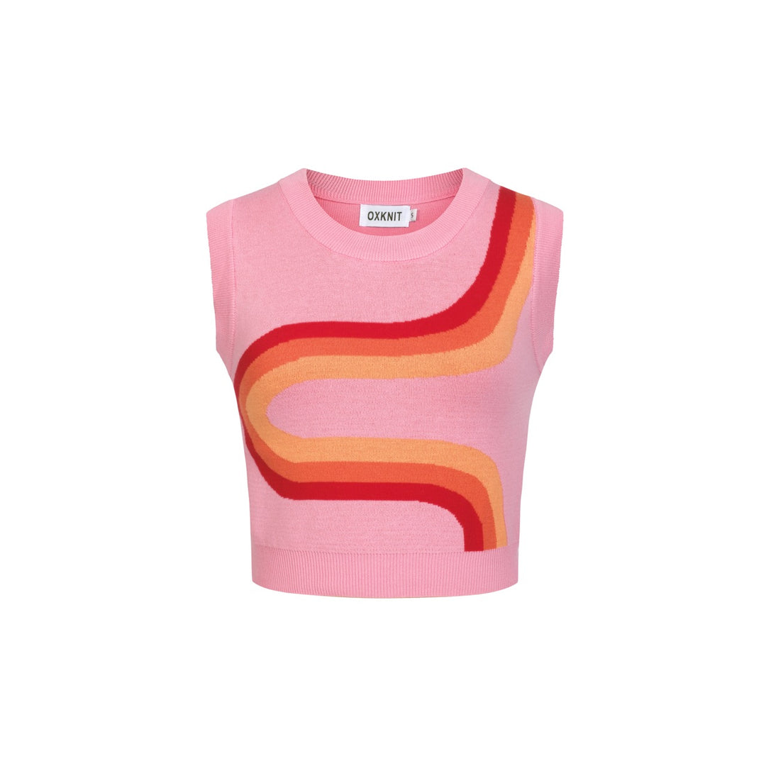 Conjunto de Vestido de Malha Rosa Estilo Espacial dos Anos 60 para Mulher