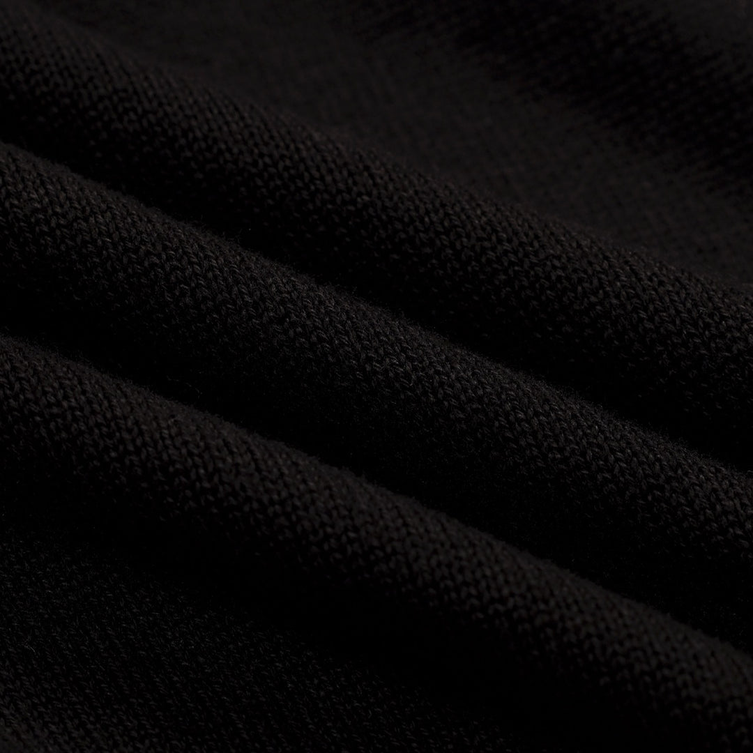 Men's Black Italian Retro Bee Embroidery Polo Knit T-Shirt