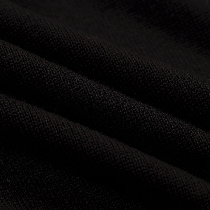 Men's Black Italian Retro Bee Embroidery Polo Knit T-Shirt