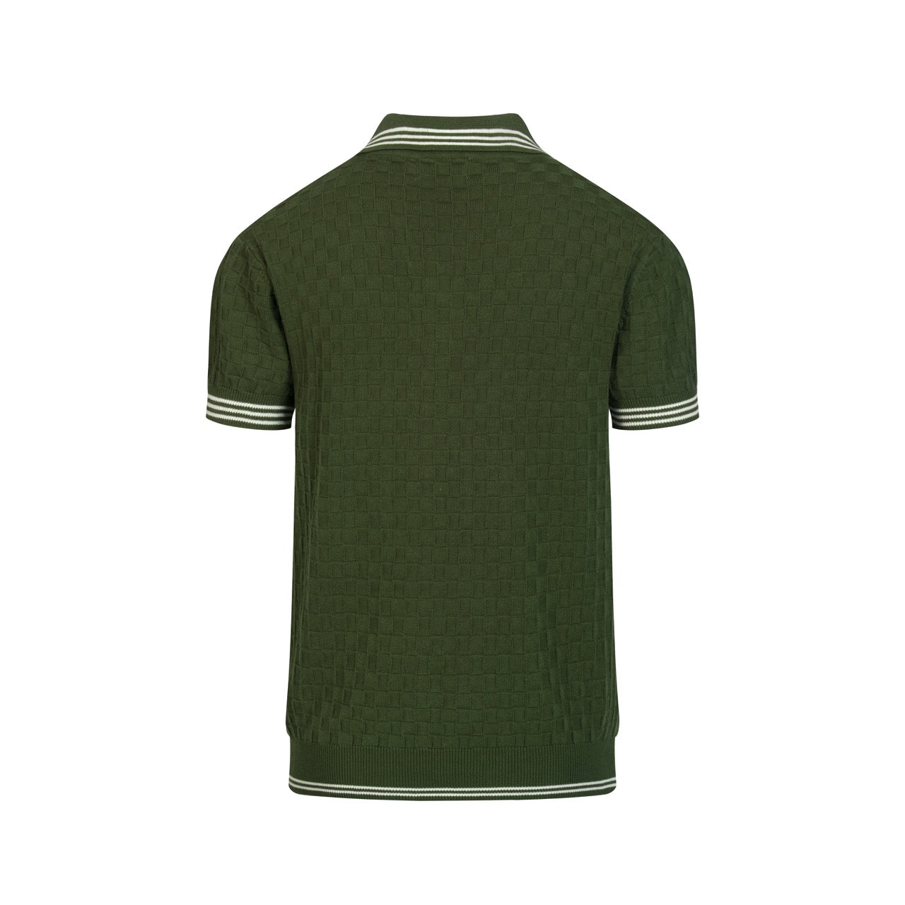 Men's Green 70s Sporty Casual Knit Texture Polo Knit T-Shirt – OXKnit