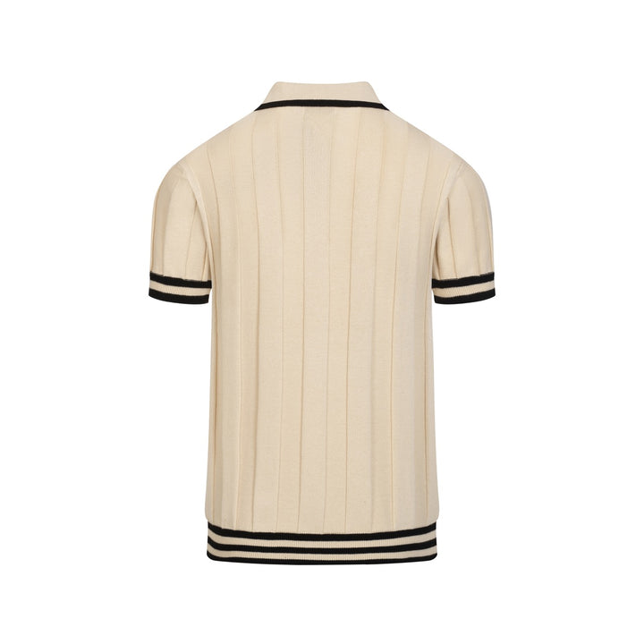 Men's 70s Apricot Old Money Casual Knit Polo T-Shirt