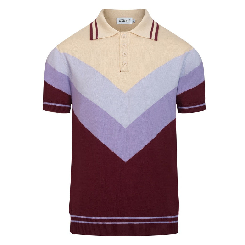 Men's 70s Casual Creative Color-Block Knit Polo T-Shirt – OXKnit