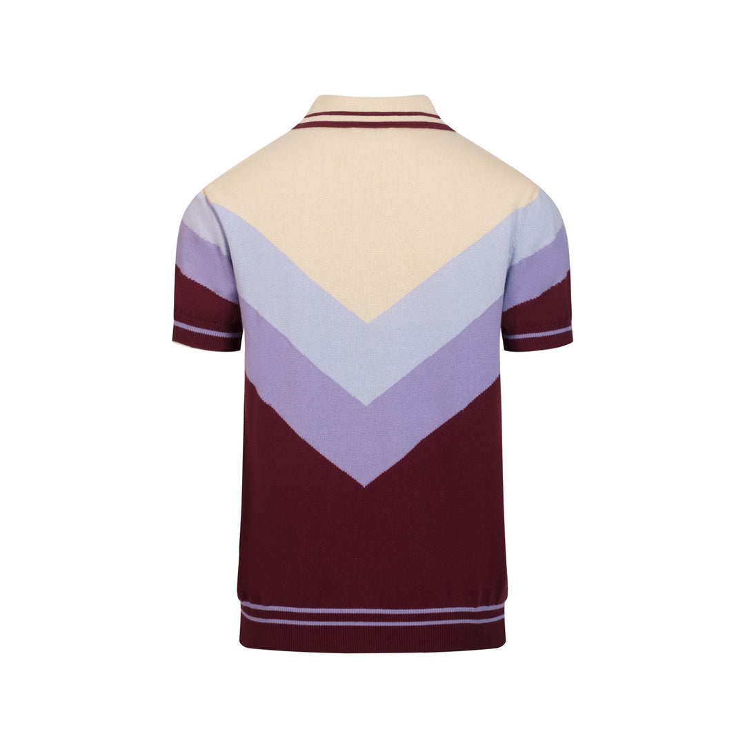 Men's 70s Casual Creative Color-Block Knit Polo T-Shirt
