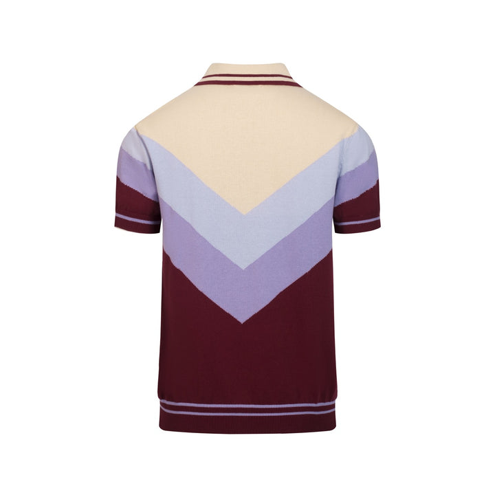Men's 70s Casual Creative Color-Block Knit Polo T-Shirt