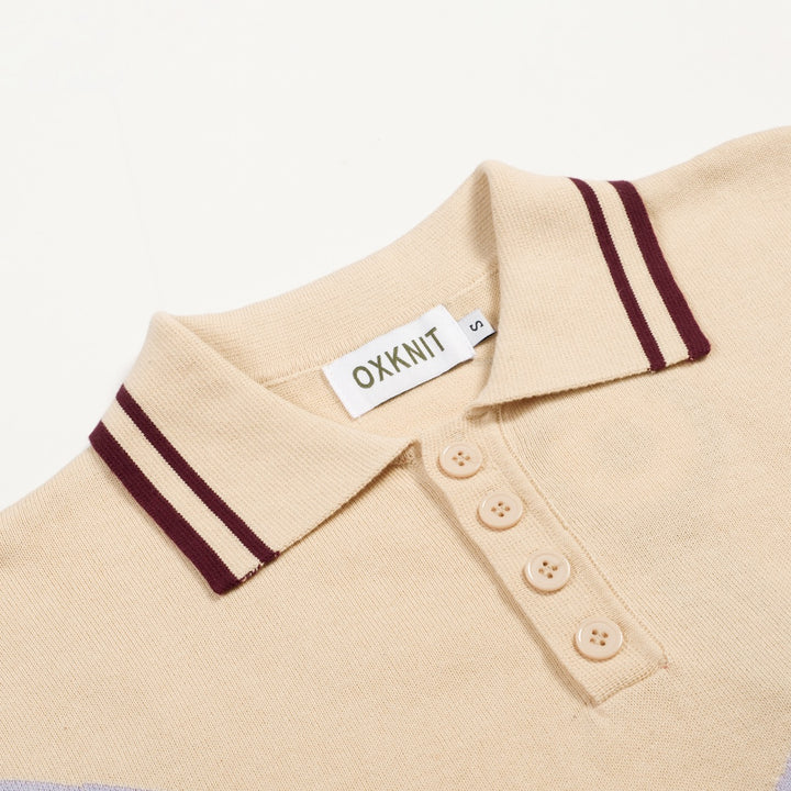 Men's 70s Casual Creative Color-Block Knit Polo T-Shirt
