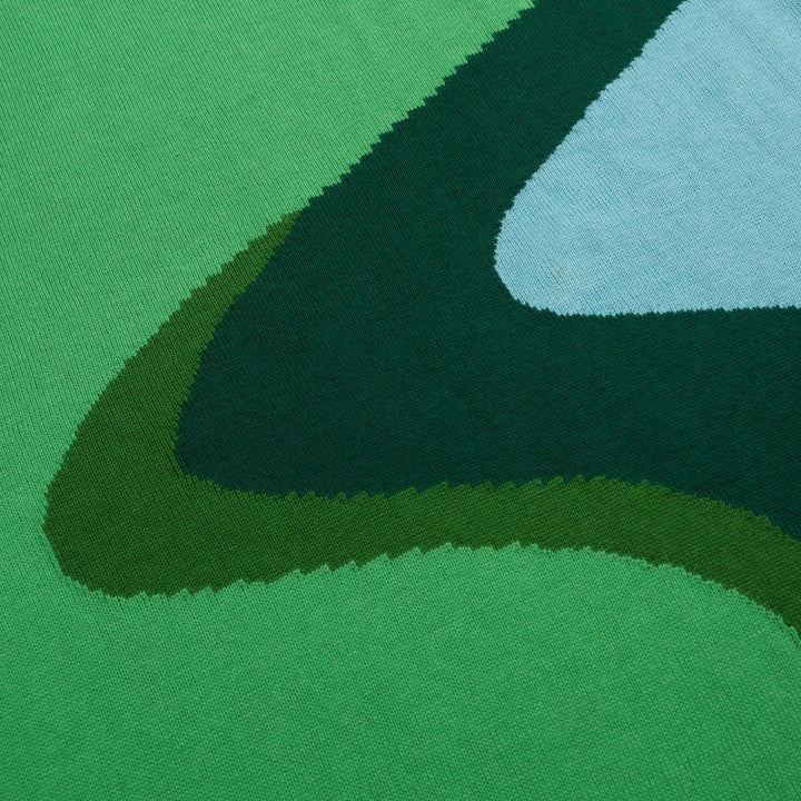 Conjunto de Vestido de Malha Jacquard Verde Pop Art dos Anos 70 para Mulher