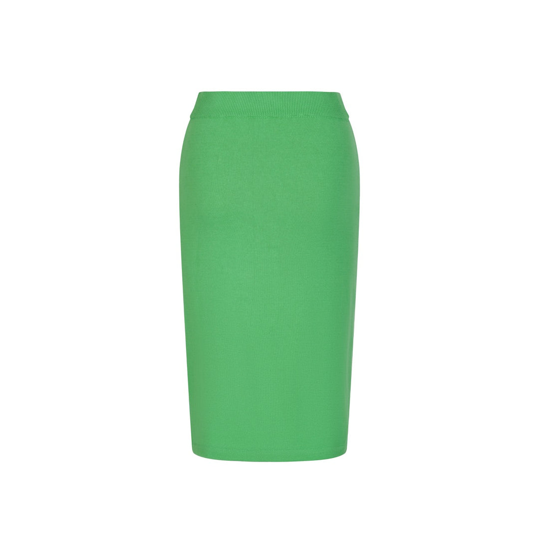 Conjunto de Vestido de Malha Jacquard Verde Pop Art dos Anos 70 para Mulher