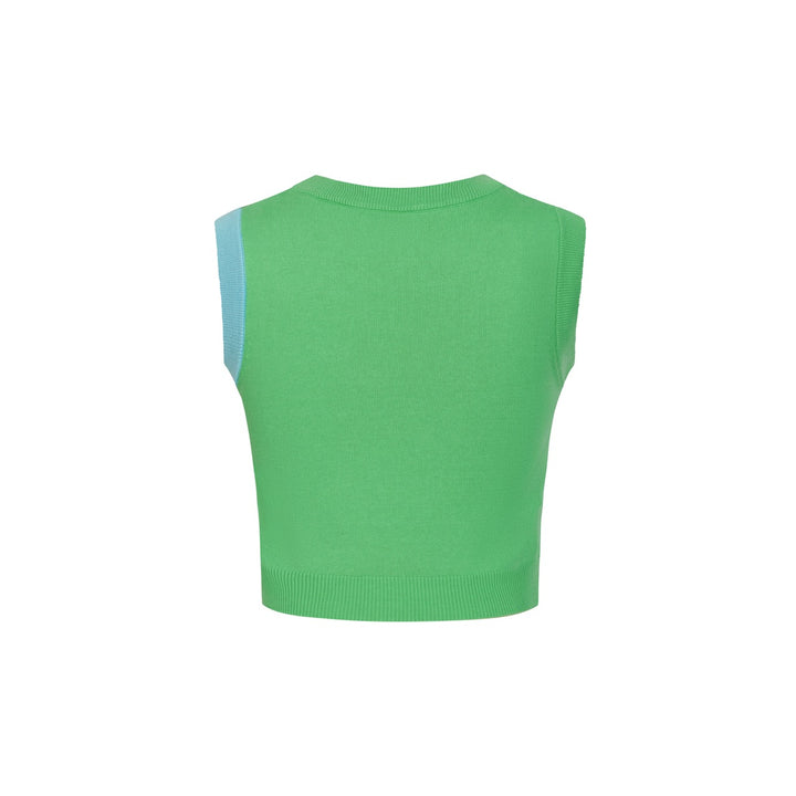 Conjunto de Vestido de Malha Jacquard Verde Pop Art dos Anos 70 para Mulher