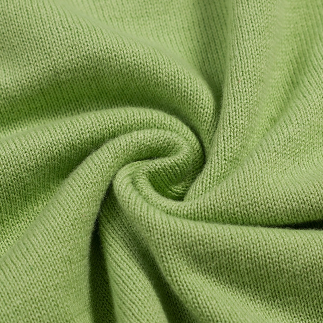 Conjunto de Vestido de Malha Verde Retro Feminino com Design Irregular em Blocos de Cor