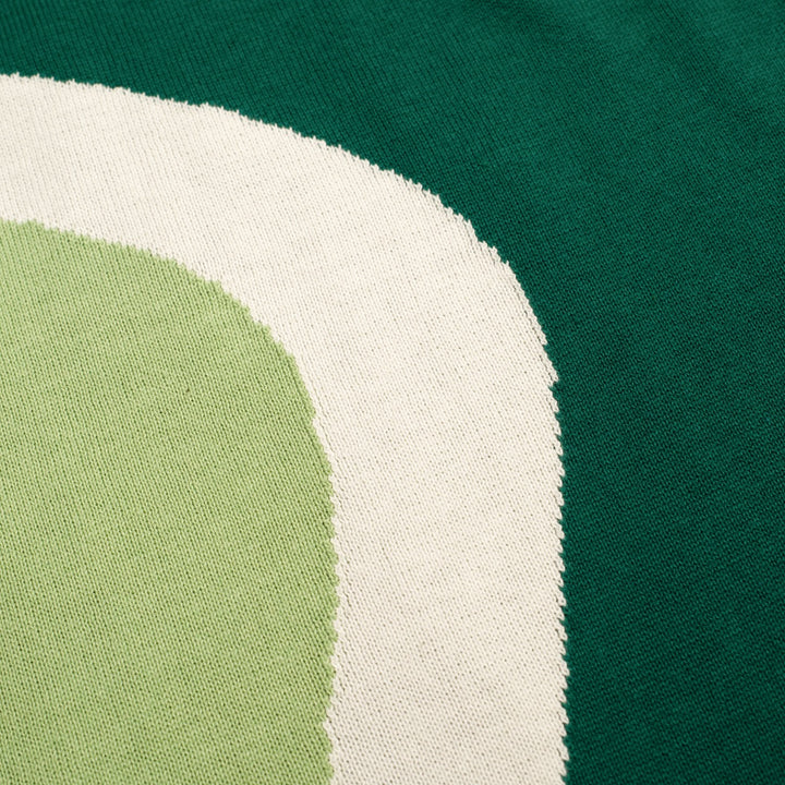 Conjunto de Vestido de Malha Verde Retro Feminino com Design Irregular em Blocos de Cor
