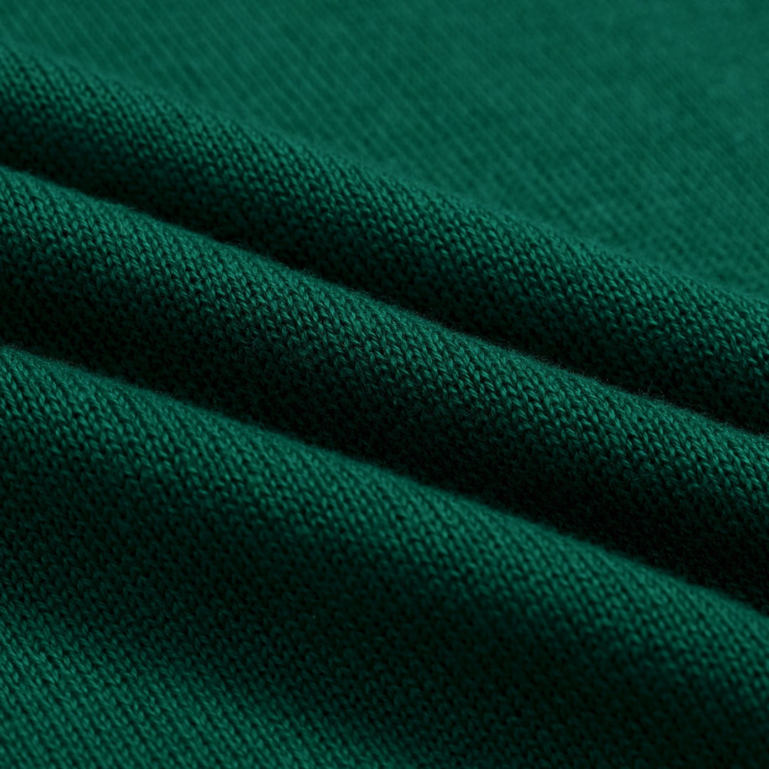 Conjunto de Vestido de Malha Verde Retro Feminino com Design Irregular em Blocos de Cor