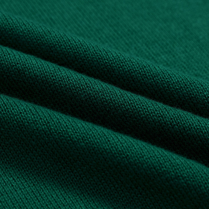 Conjunto de Vestido de Malha Verde Retro Feminino com Design Irregular em Blocos de Cor