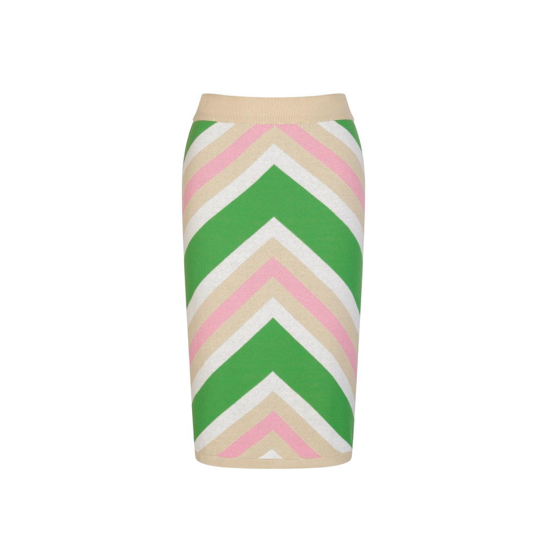 Conjunto de Vestido de Malha com Risca Diagonal e Blocos de Cor dos Anos 70 para Mulher