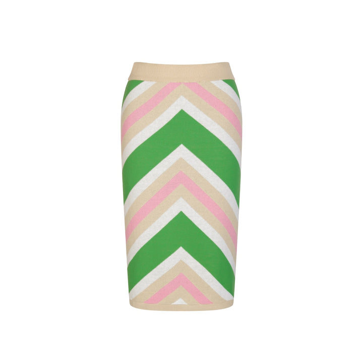 Conjunto de Vestido de Malha com Risca Diagonal e Blocos de Cor dos Anos 70 para Mulher