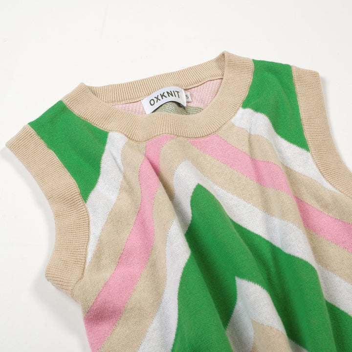 Conjunto de Vestido de Malha com Risca Diagonal e Blocos de Cor dos Anos 70 para Mulher