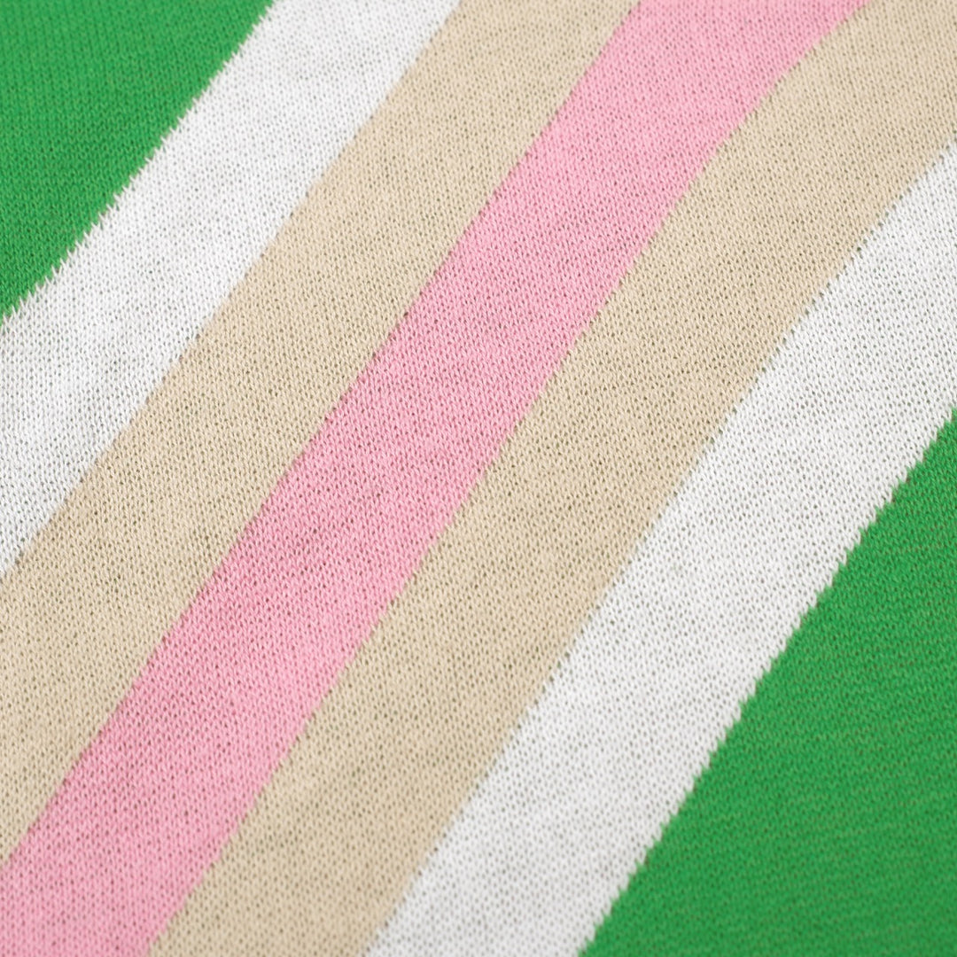 Conjunto de Vestido de Malha com Risca Diagonal e Blocos de Cor dos Anos 70 para Mulher