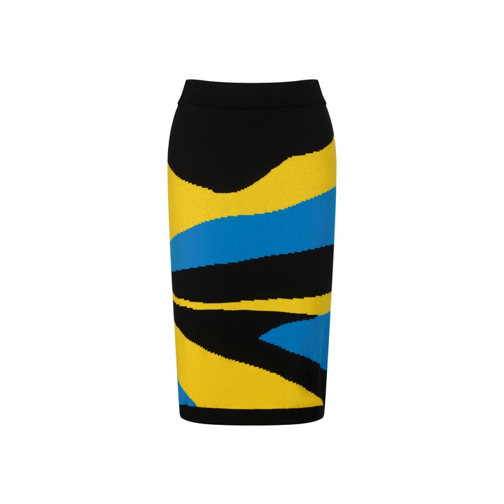 Conjunto de Vestido de Malha Preto Retro Ilustrado para Mulher