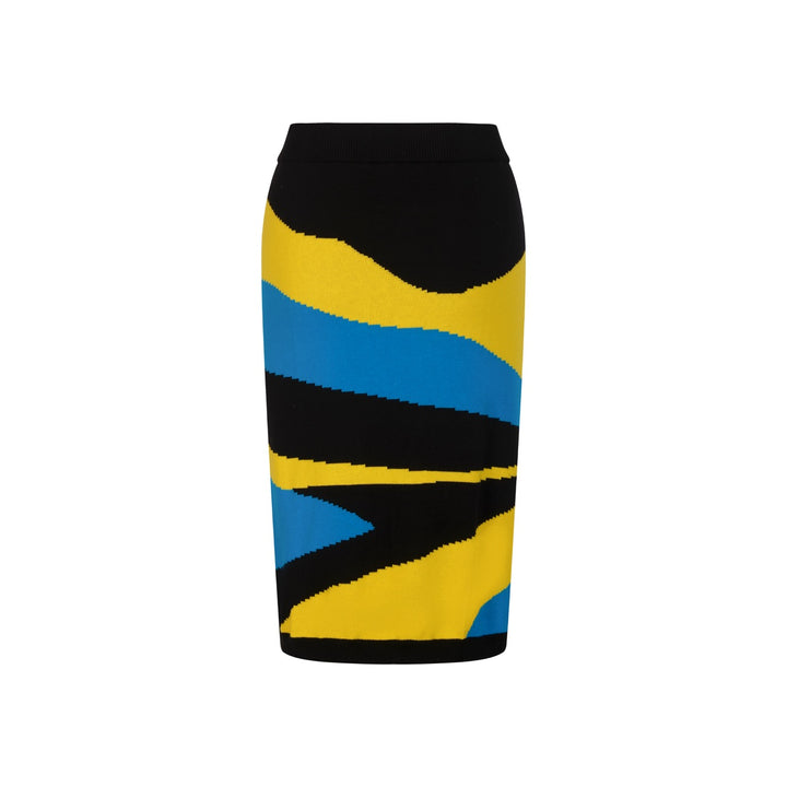 Conjunto de Vestido de Malha Preto Retro Ilustrado para Mulher