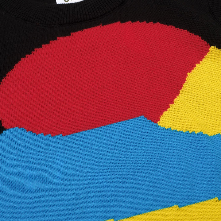 Conjunto de Vestido de Malha Preto Retro Ilustrado para Mulher