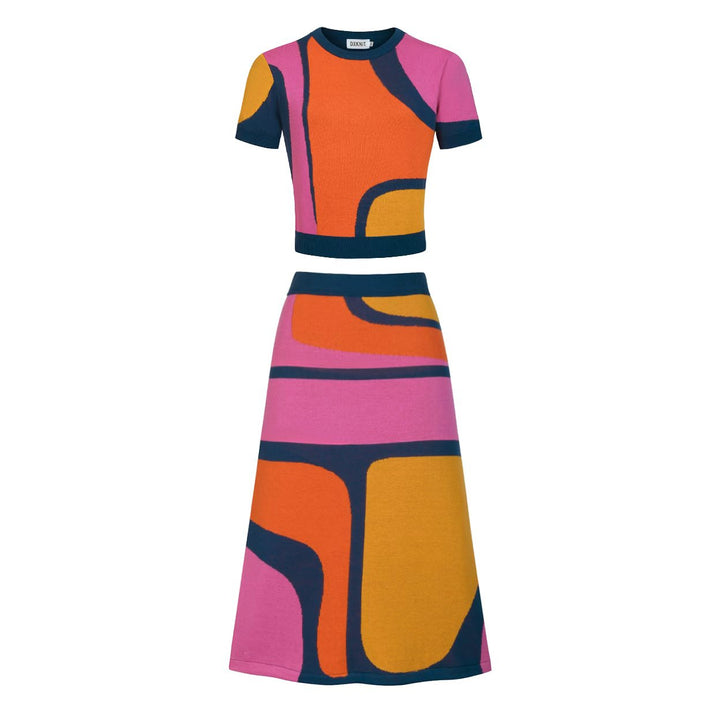 Conjunto de Vestido Retro Psicadélico dos Anos 70 para Mulher
