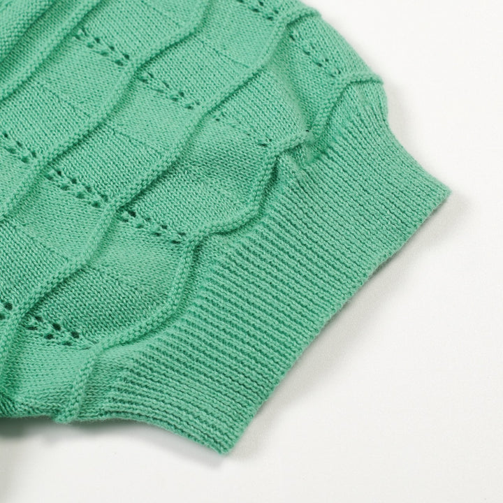 Maglietta Verde da Donna Anni '60 con Motivo Traforato Delicato e Scollo a V
