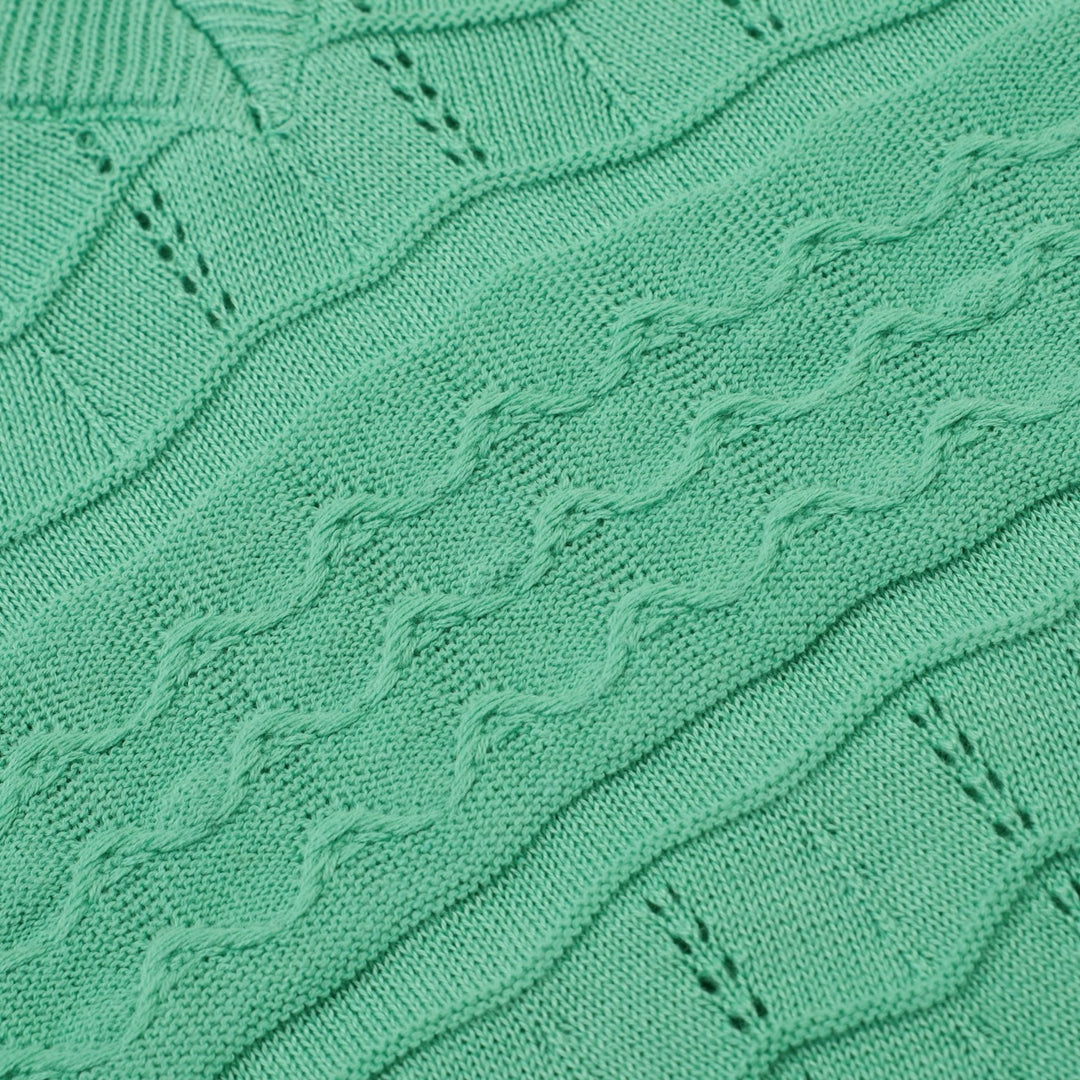 Maglietta Verde da Donna Anni '60 con Motivo Traforato Delicato e Scollo a V