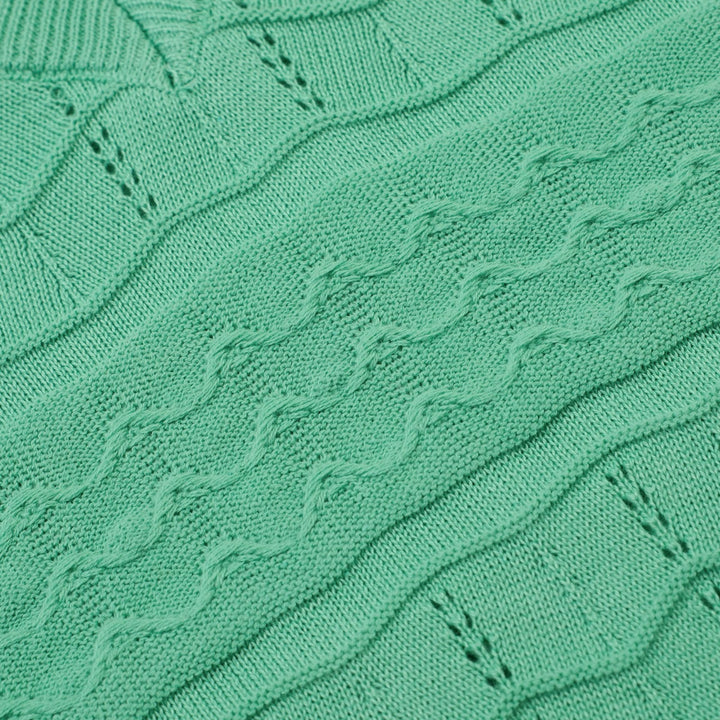 Maglietta Verde da Donna Anni '60 con Motivo Traforato Delicato e Scollo a V