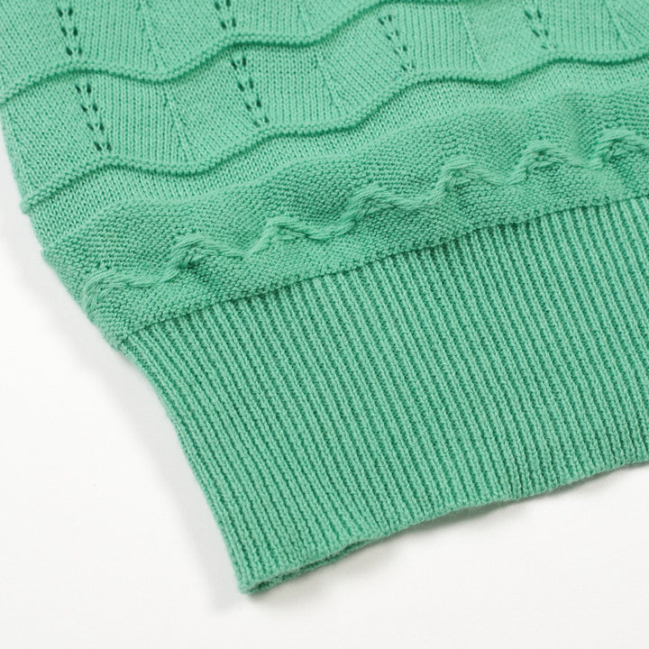 Maglietta Verde da Donna Anni '60 con Motivo Traforato Delicato e Scollo a V