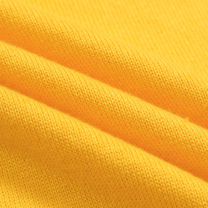 Maglietta da donna anni '70 gialla con gatto divertente, scollo a V, in maglia
