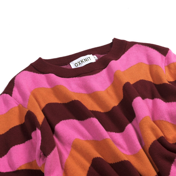 Maglietta da donna rosa anni '70 a blocchi di colore con motivo geometrico pop art