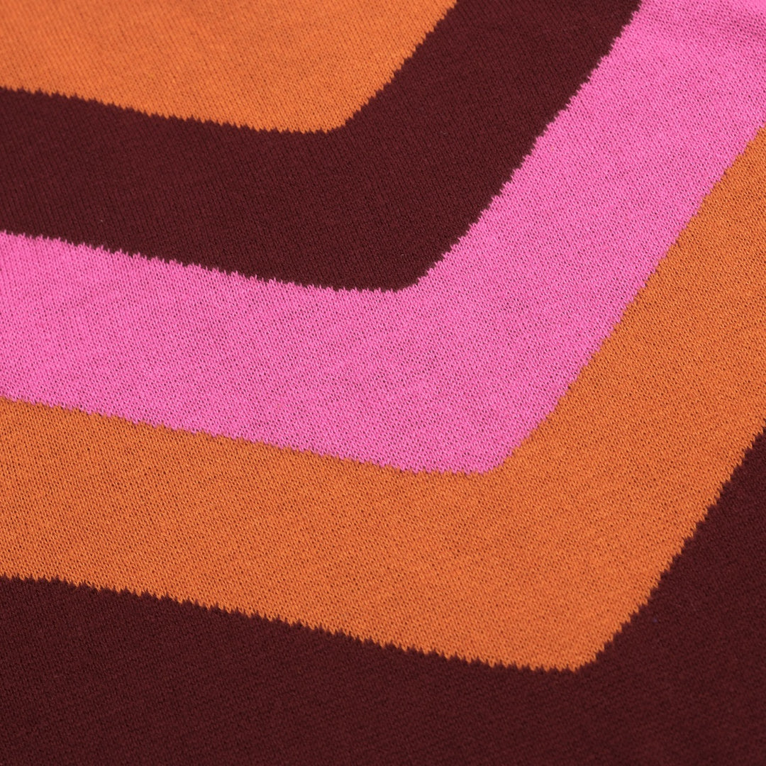 Maglietta da donna rosa anni '70 a blocchi di colore con motivo geometrico pop art