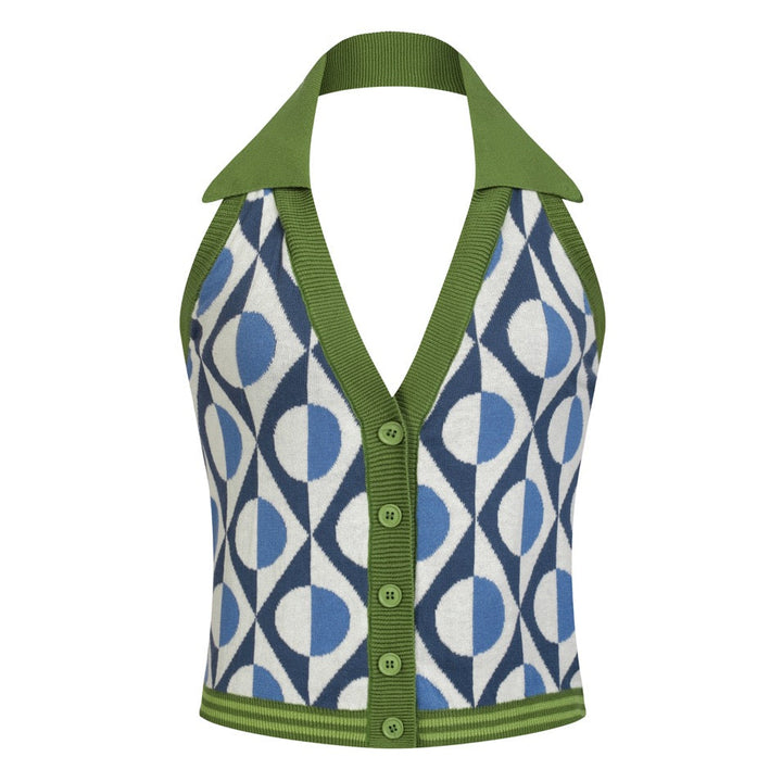 Women's 60s Geometric Pop Art Modern Style Halter Knit Vest