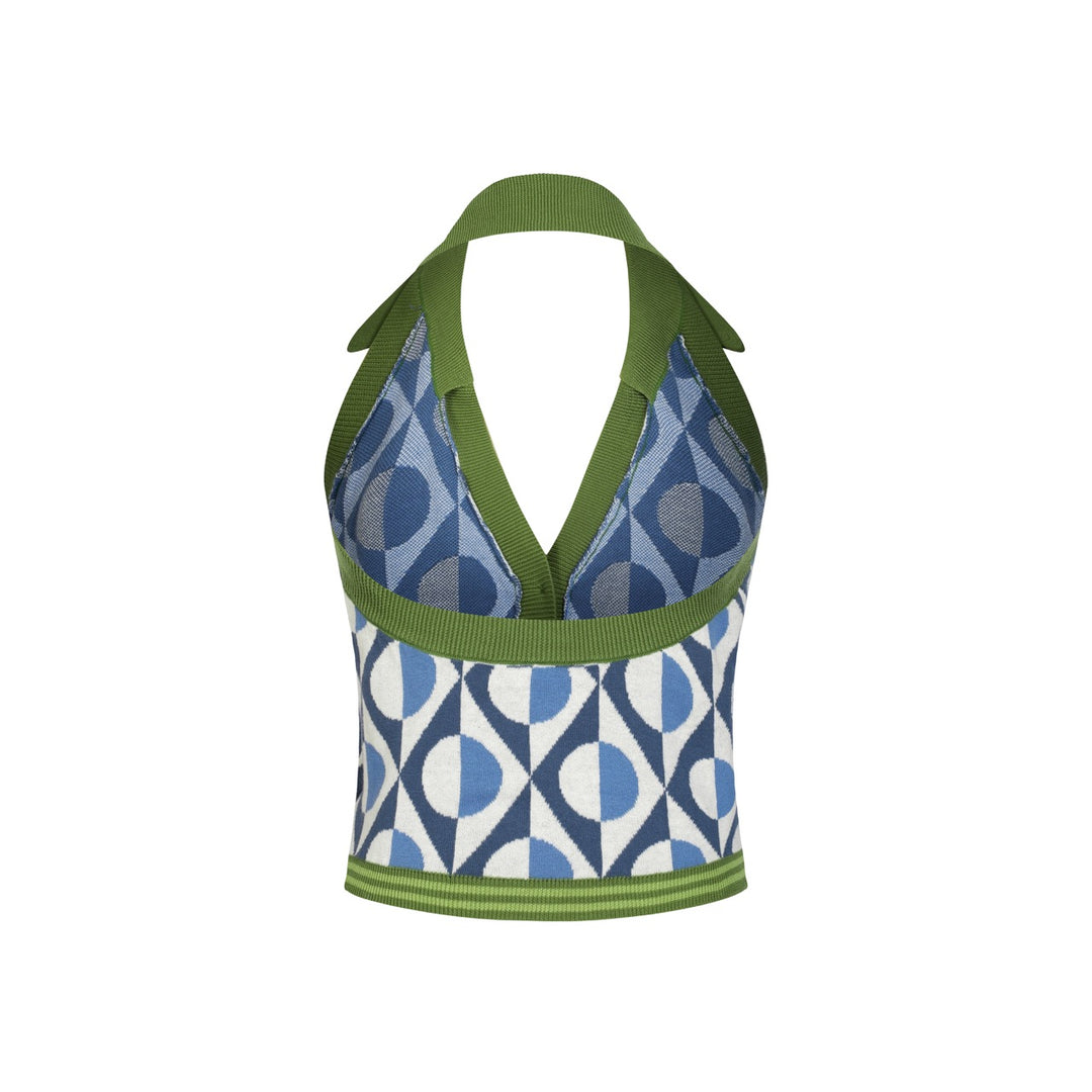 Women's 60s Geometric Pop Art Modern Style Halter Knit Vest