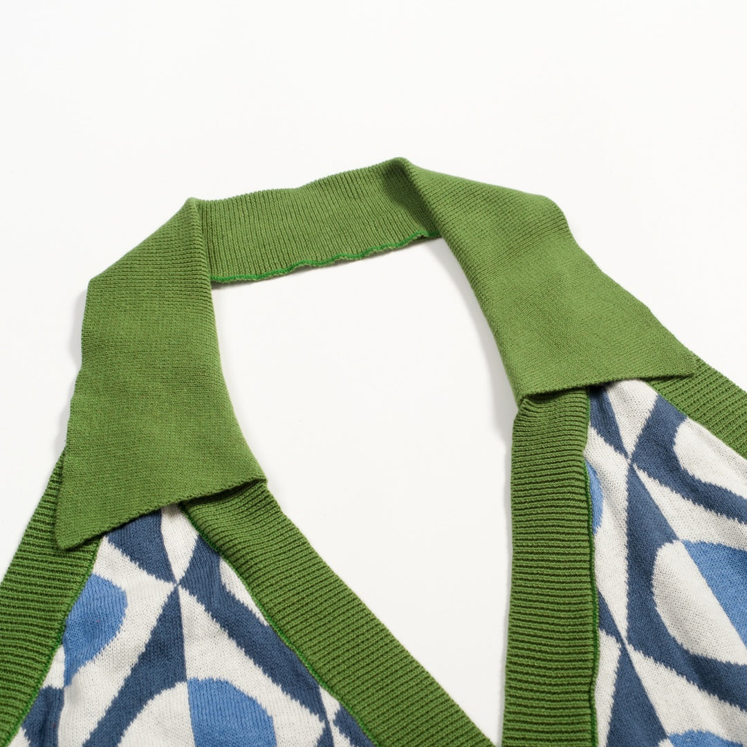 Women's 60s Geometric Pop Art Modern Style Halter Knit Vest