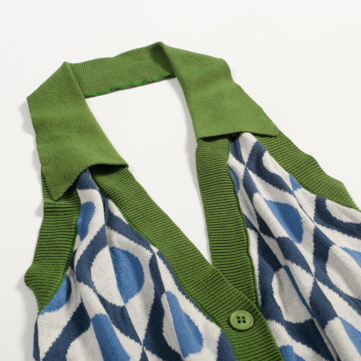 Women's 60s Geometric Pop Art Modern Style Halter Knit Vest