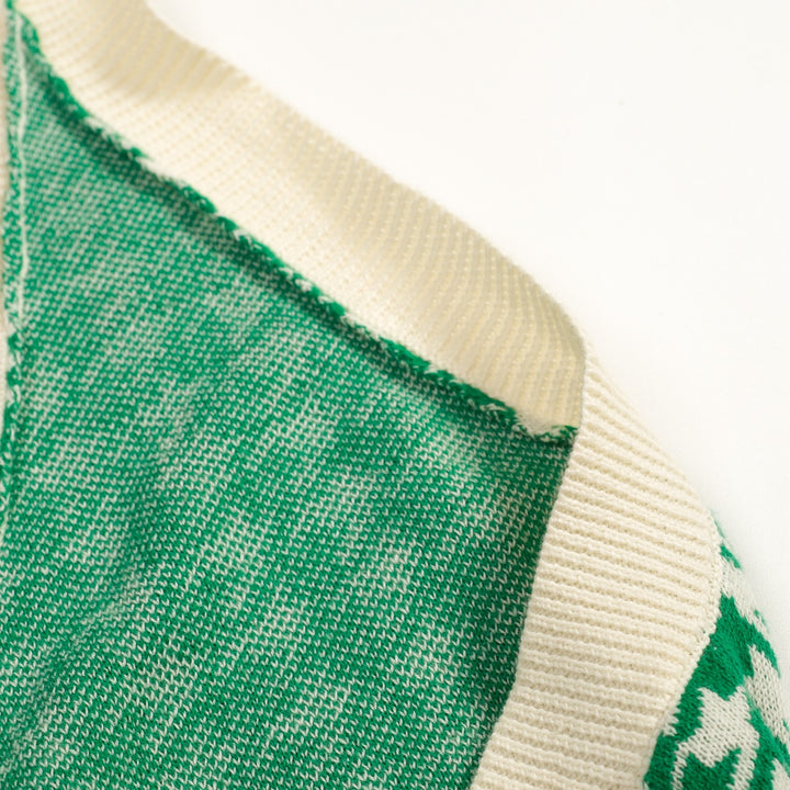 Women's 60s Green Houndstooth Jacquard Halter Knit Vest