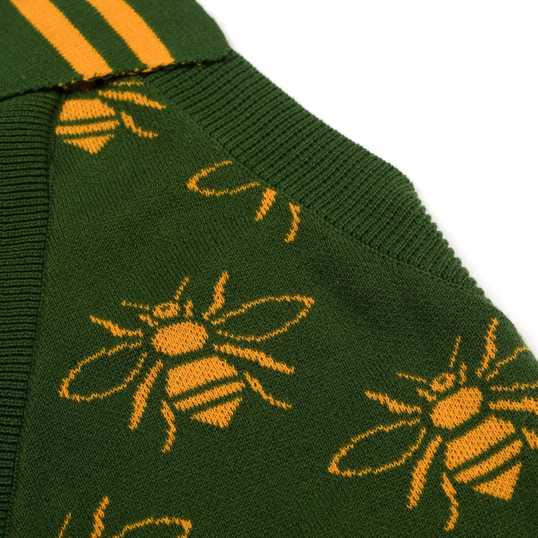 Groene 70s Bijen Jacquard Halter Gebreid Vest voor Dames