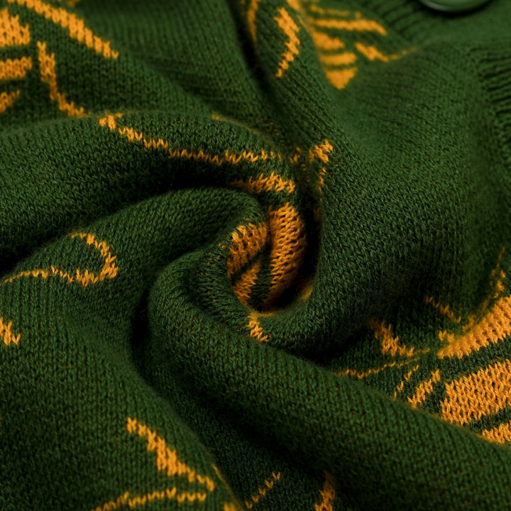 Groene 70s Bijen Jacquard Halter Gebreid Vest voor Dames
