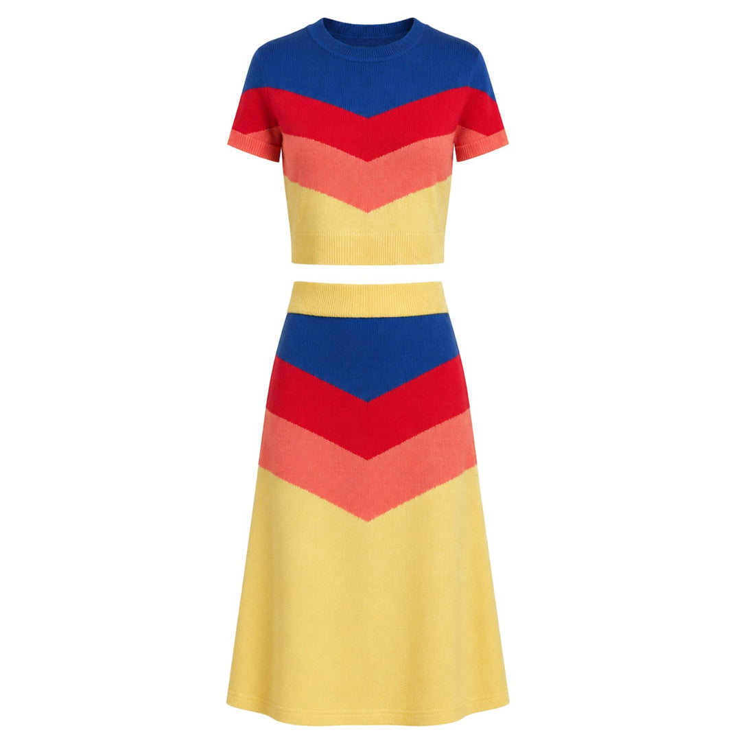 Dames 70s Kleurblok Psychedelische Stijl Jurk Set