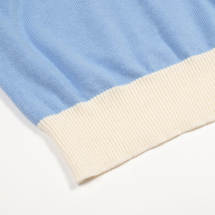 Women's Blue 70s Playful Rainbow Jacquard Knit T-Shirt