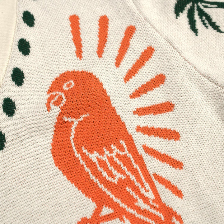 Cardigan lavorato a maglia stile isola pappagallo albicocca anni '70 da donna