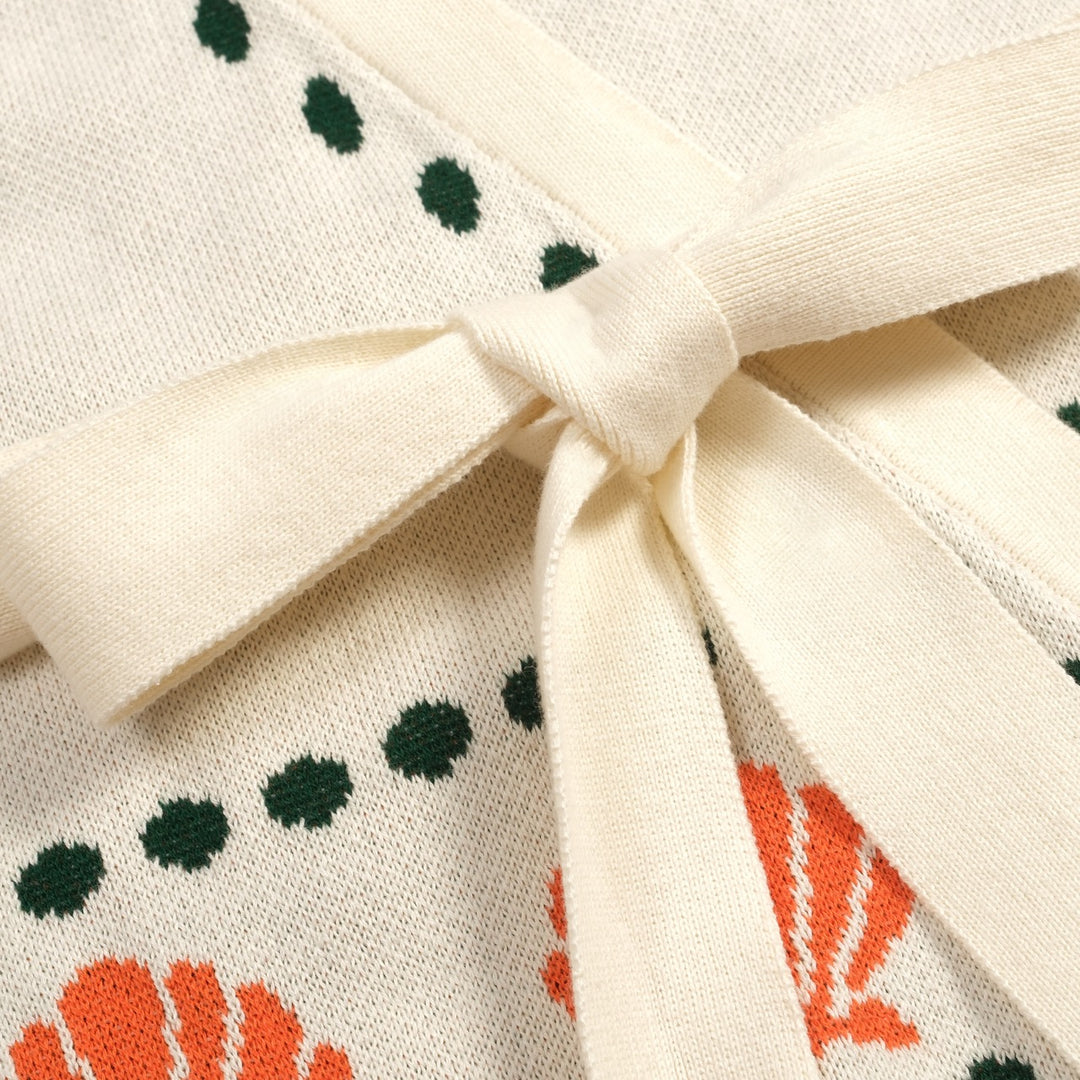 Cardigan lavorato a maglia stile isola pappagallo albicocca anni '70 da donna