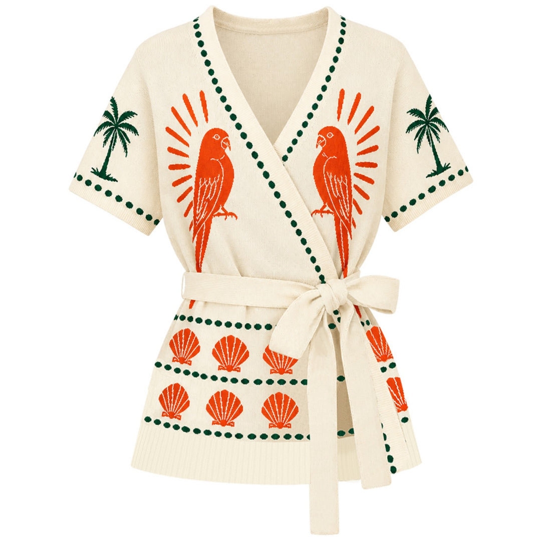 Dames 70s Abrikoos Papegaaieneiland Stijl Gebreid Vest