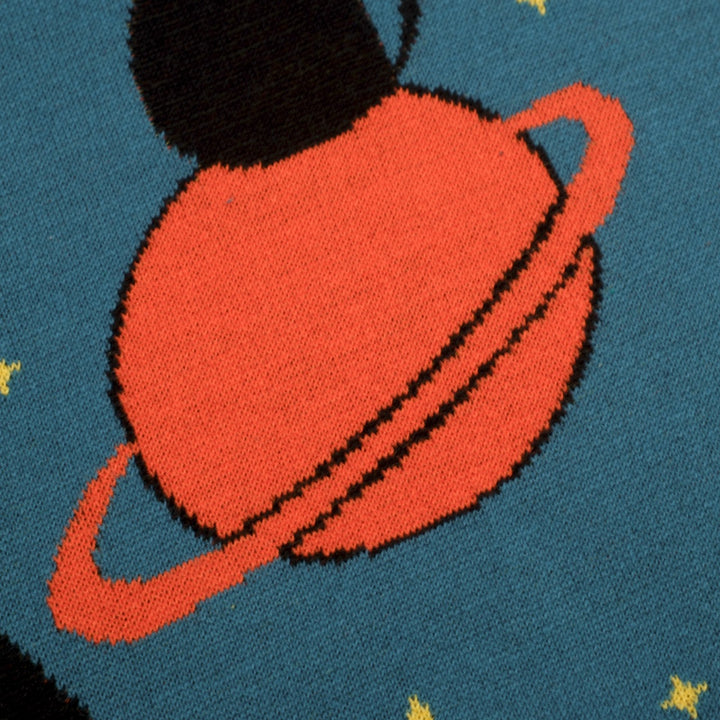 Dame Retro Space Cat Jacquard Strik T-shirt - Designet af Tala Hunt