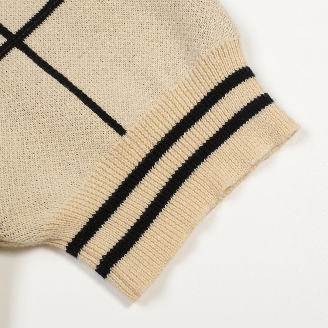Herre Aprikos Retro Abstrakt Grafisk Jacquard Polo Striktrøje - Designet af Tala Hunt